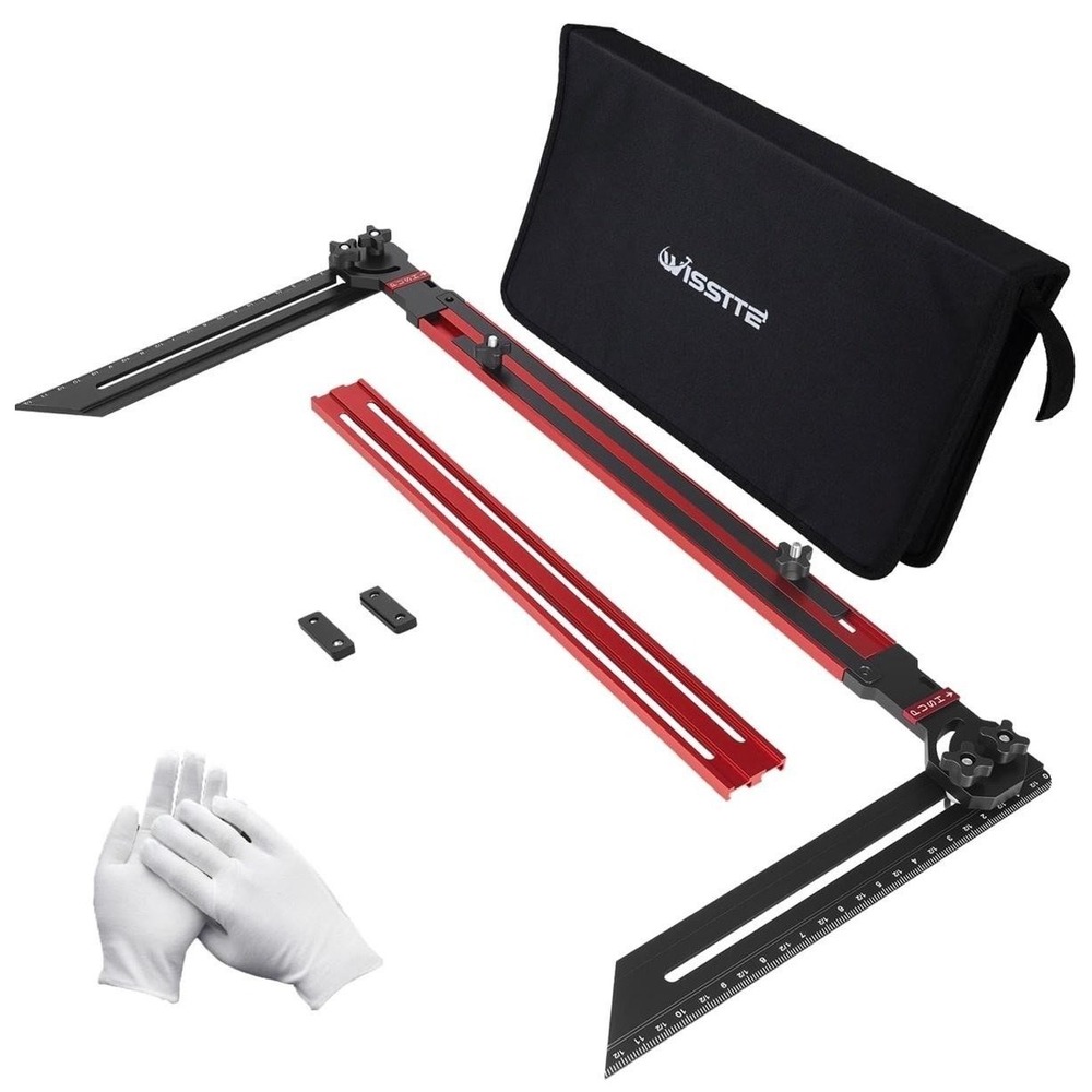 WISSTTE Stair Tread Template Tool Aluminum Profile Gauge Red Magnetic Open Box